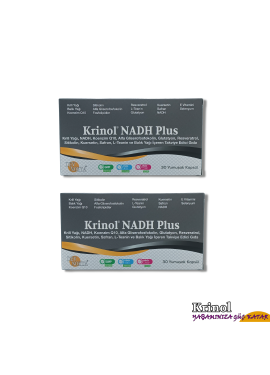 Krinol NADH Plus - Krill Yağı, NADH, Koenzim Q10, Alfa GPC, Glutatyon, Resveratrol, Sitikolin, Kuersetin, Safran, L-Teanin ve Balık Yağı - 30 Kapsül - 2 Kutu