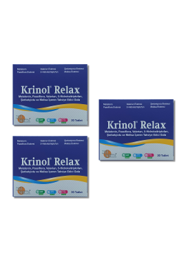 Krinol Relax - Melatonin, Passiflora, Valerian, 5-Hidroksitriptofan, Şerbetçiotu ve Melisa - 30 Tablet - 3 Kutu