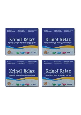 Krinol Relax - Melatonin, Passiflora, Valerian, 5-Hidroksitriptofan, Şerbetçiotu ve Melisa - 30 Tablet - 4 Kutu