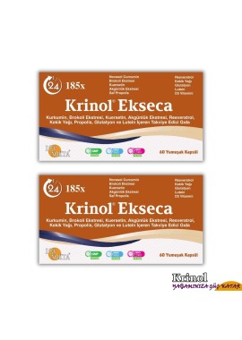 Krinol Ekseca - Novasol Curcumin, Brokoli, Kuersetin, Akgünlük, Propolis, Resveratrol, Kekik Yağı, Glutatyon, Lutein ve D3 Vitamini - 60 Kapsül - 2 Kutu