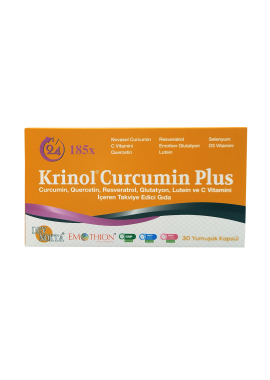 Krinol Curcumin Plus - Novasol Curcumin, Quercetin, Resveratrol, Glutatyon, Lutein, Selenyum, D3 Vitamini ve C Vitamini - 30 Kapsül - 1 Kutu
