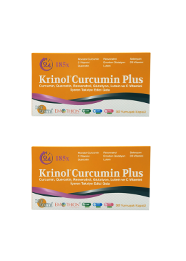 Krinol Curcumin Plus - Novasol Curcumin, Quercetin, Resveratrol, Glutatyon, Lutein, Selenyum, D3 Vitamini ve C Vitamini - 30 Kapsül - 2 Kutu