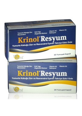 Krinol Resyum - Yumurta Kabuğu Zarı ve Resveratrol - 30 Kapsül - 2 Kutu